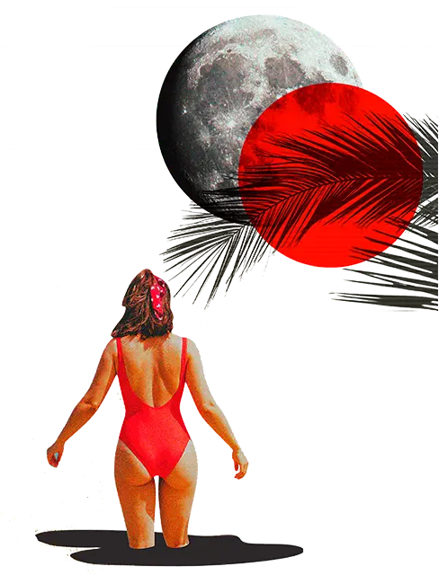Mujer de espaldas con bañador rojo